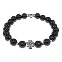 Браслет с Иисусовой молитвой, Чёрный агат, 8мм BSHE-15-23