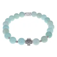 Браслет с Иисусовой молитвой, синий Африканский агат, 8мм BSHE-15-27