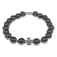 Браслет с Иисусовой молитвой, Гематит, 8мм BSHE-15-28