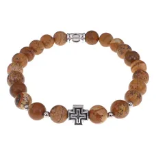 Браслет с Иисусовой молитвой, Песочная яшма, 8мм BSHE-15-30