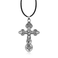 Нательный крест с гайтаном, 5х3см KR003