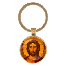 Круглый брелок, цвет бронза, Иисус Христос C1101017