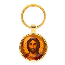 Круглый брелок, цвет золото, Иисус Христос C1101019