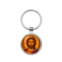 Круглый брелок, цвет серебро, Иисус Христос C1101021
