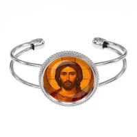 Браслет металлический, цвет серебро, Иисус Христос C1101034