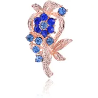 Брошь Цветок со стразами, 40х20мм 1B0076