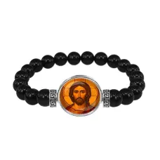 Браслет из чёрного агата, Иисус Христос C1101056