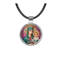 Кулон, цвет серебро, со шнурком, Богородица с Иисусом C1102027