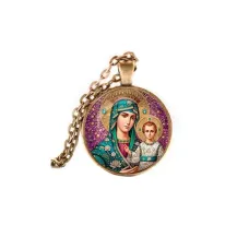 Кулон, цвет бронза, с цепочкой, Богородица с Иисусом C1102028