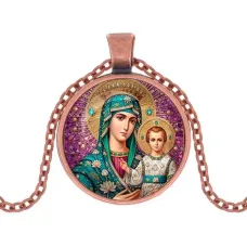 Кулон, цвет медь, с цепочкой, Богородица с Иисусом C1102030