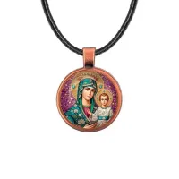 Кулон, цвет медь, со шнурком, Богородица с Иисусом C1102031