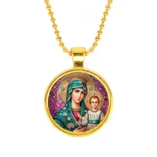 Кулон, цвет золото, с цепочкой, Богородица с Иисусом C1102032