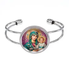 Браслет металлический, цвет серебро, Богородица с Иисусом C1102034