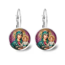 Серьги металлические, Богородица с Иисусом C1102038