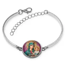 Браслет металлический, цвет серебро, Богородица с Иисусом C1102046