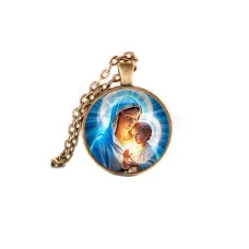 Кулон, цвет бронза, с цепочкой, Богородица с Иисусом C1103028