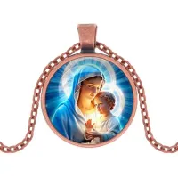 Кулон, цвет медь, с цепочкой, Богородица с Иисусом C1103030