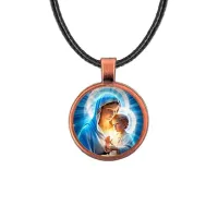 Кулон, цвет медь, со шнурком, Богородица с Иисусом C1103031