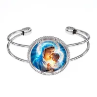 Браслет металлический, цвет серебро, Богородица с Иисусом C1103034