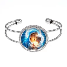 Браслет металлический, цвет серебро, Богородица с Иисусом C1103034