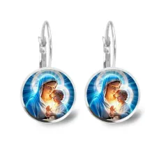 Серьги металлические, Богородица с Иисусом C1103038