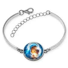 Браслет металлический, цвет серебро, Богородица с Иисусом C1103046