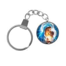 Брелок, нержавеющая сталь, с кольцом для ключей, Богородица с Иисусом C1103061