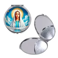 Круглое складное зеркало, цвет серебро, Покров Пресвятой Богородицы C1104016