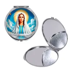 Круглое складное зеркало, цвет серебро, Покров Пресвятой Богородицы C1104016