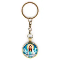 Круглый брелок, цвет бронза, с цепочкой, Покров Пресвятой Богородицы C1104018