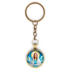 Круглый брелок, цвет бронза, с цепочкой, Покров Пресвятой Богородицы C1104018