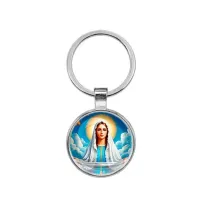 Круглый брелок, цвет серебро, Покров Пресвятой Богородицы C1104021