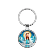 Круглый брелок, цвет серебро, Покров Пресвятой Богородицы C1104021