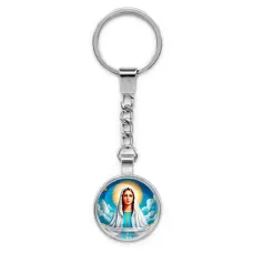 Круглый брелок, цвет серебро, с цепочкой, Покров Пресвятой Богородицы C1104022