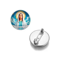 Круглый значок, цвет серебро, Покров Пресвятой Богородицы C1104023