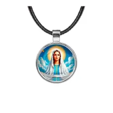 Кулон, цвет серебро, со шнурком, Покров Пресвятой Богородицы C1104027