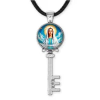 Кулон ключ, цвет серебро, со шнурком, Покров Пресвятой Богородицы C1104043