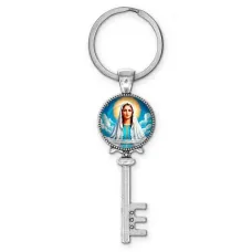 Брелок ключ, цвет серебро, с кольцом для ключей, Покров Пресвятой Богородицы C1104044