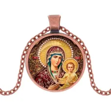 Кулон, цвет медь, с цепочкой, Богородица с Иисусом C1105030