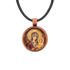 Кулон, цвет медь, со шнурком, Богородица с Иисусом C1105031