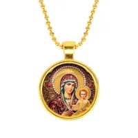 Кулон, цвет золото, с цепочкой, Богородица с Иисусом C1105032