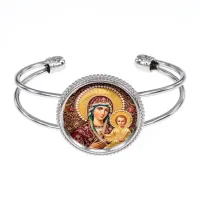 Браслет металлический, цвет серебро, Богородица с Иисусом C1105034
