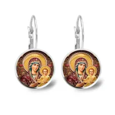 Серьги металлические, Богородица с Иисусом C1105038