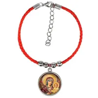 Браслет из красного шнура, Богородица с Иисусом C1105047