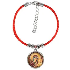 Браслет из красного шнура, Богородица с Иисусом C1105047