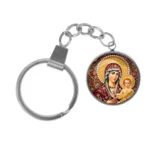 Брелок, нержавеющая сталь, с кольцом для ключей, Богородица с Иисусом C1105061