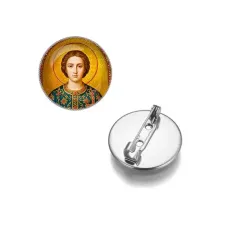 Круглый значок, цвет серебро, Пантелеймон C1106023