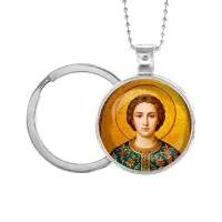 Кулон-брелок, цвет серебро, с цепочкой и кольцом, Пантелеймон C1106054