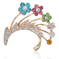 Брошь Цветы со стразами, 40х40мм 1B0116