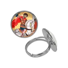 Кольцо металлическое, цвет серебро, Георгий победоносец C1107015
